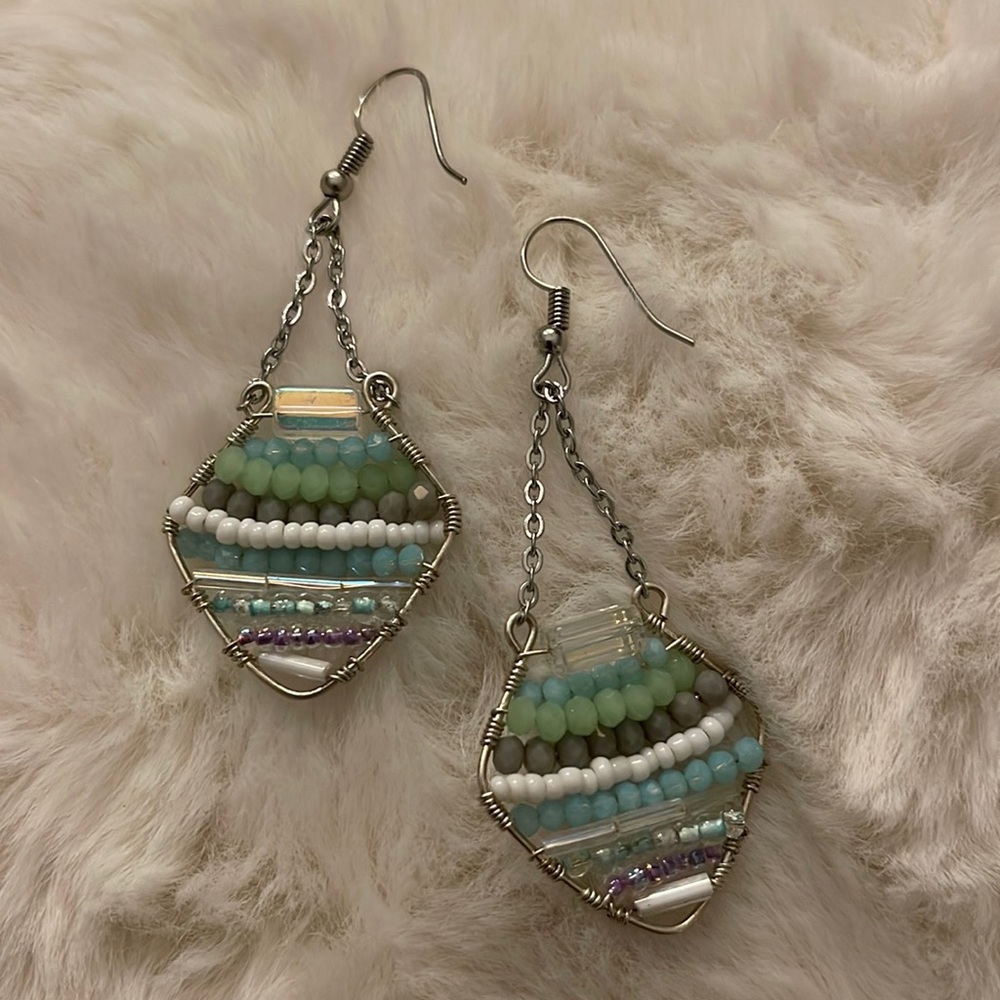 Handmade earrings made from glass beads!